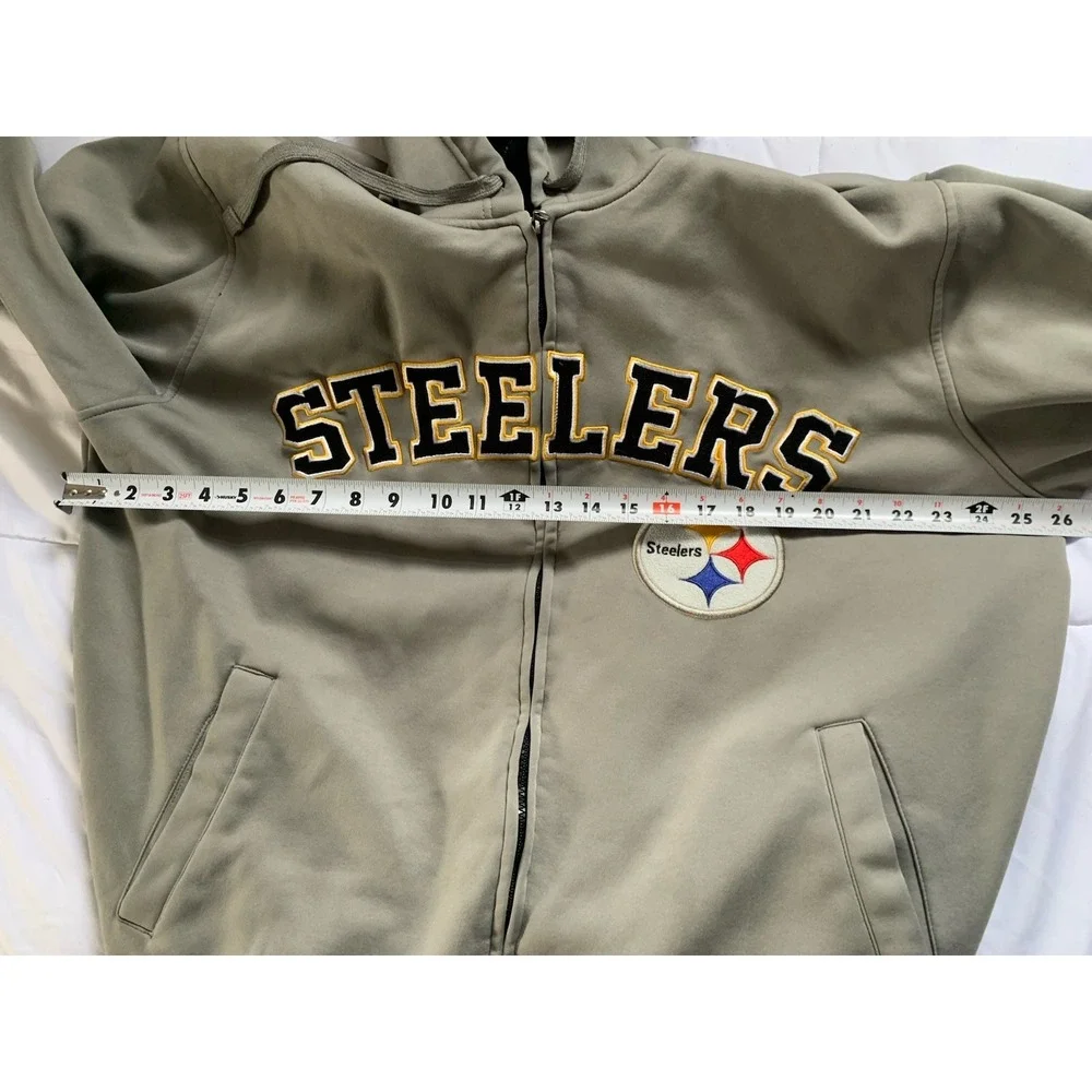 Pittsburgh Steelers NFL Men's Large Gray Full Zip Hooded‎ Fleece Jacket